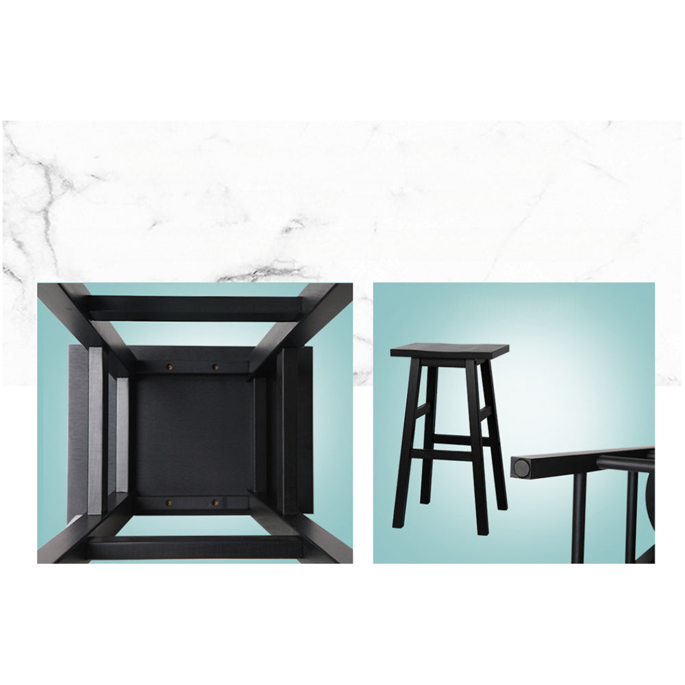 Set of 4 Beech Wood Bar Stools - Black