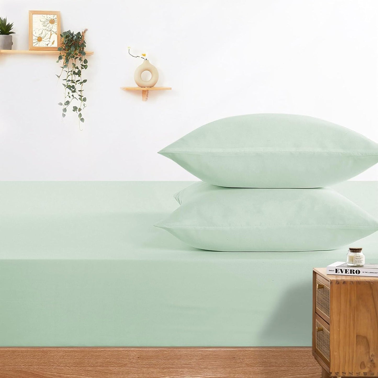 1000TC Ultra Soft Microfibre Extra Deep Fitted Sheet Set - Sage Green