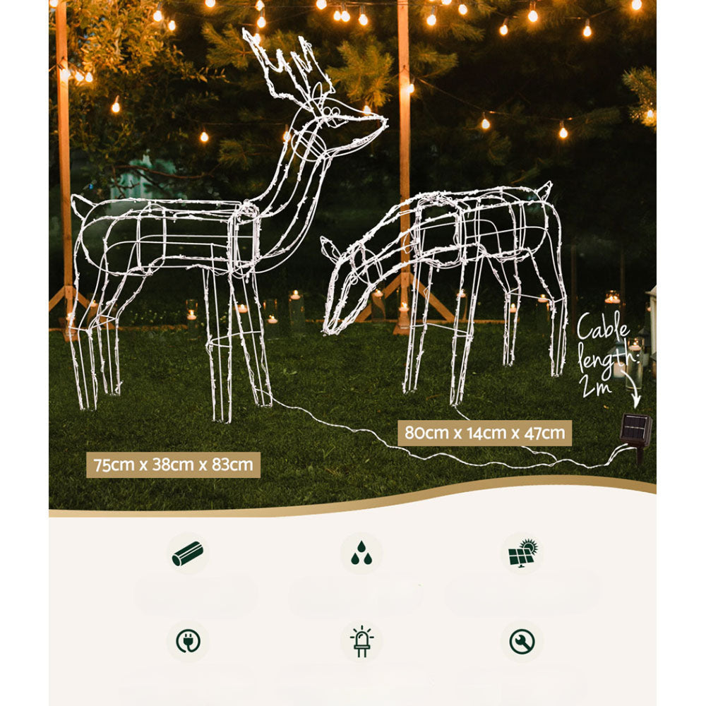 Solar Powered Christmas Motif Xmas Lights LED Rope Reindeer - 2m