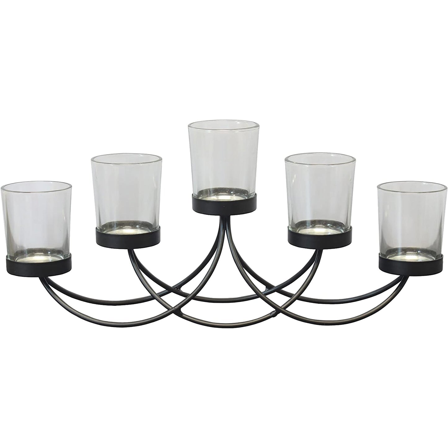 Elegant Metal Votive Candelabra Decorative Candle Centerpiece Candle Holder - Black