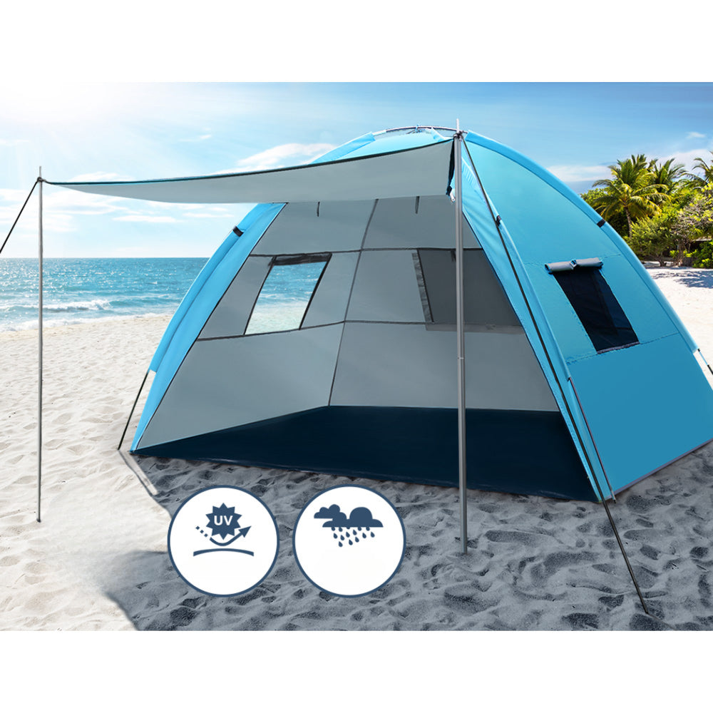 Camping Tent Beach Hiking Shade Shelter Fishing Blue - Fits 2 to 4 Person