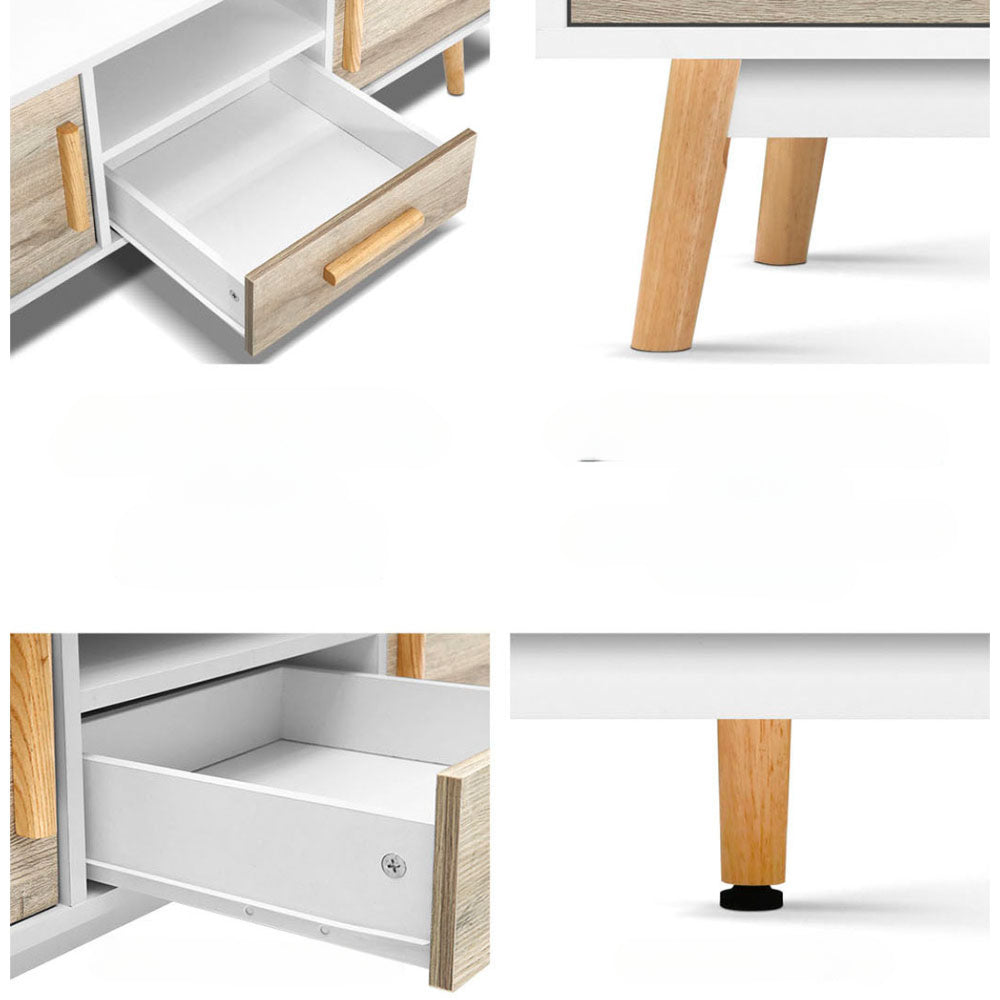 Wooden Entertainment Unit - White & Wood