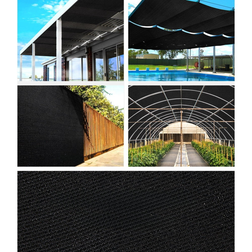 Sun Shade Cloth Sail Roll Mesh Garden Outdoor Black - 1.83x50m