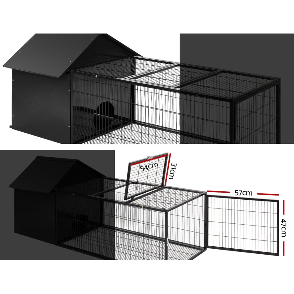 Rabbit Cage Hutch Indoor Outdoor Enclosure Pet Metal Carrier - 162cm
