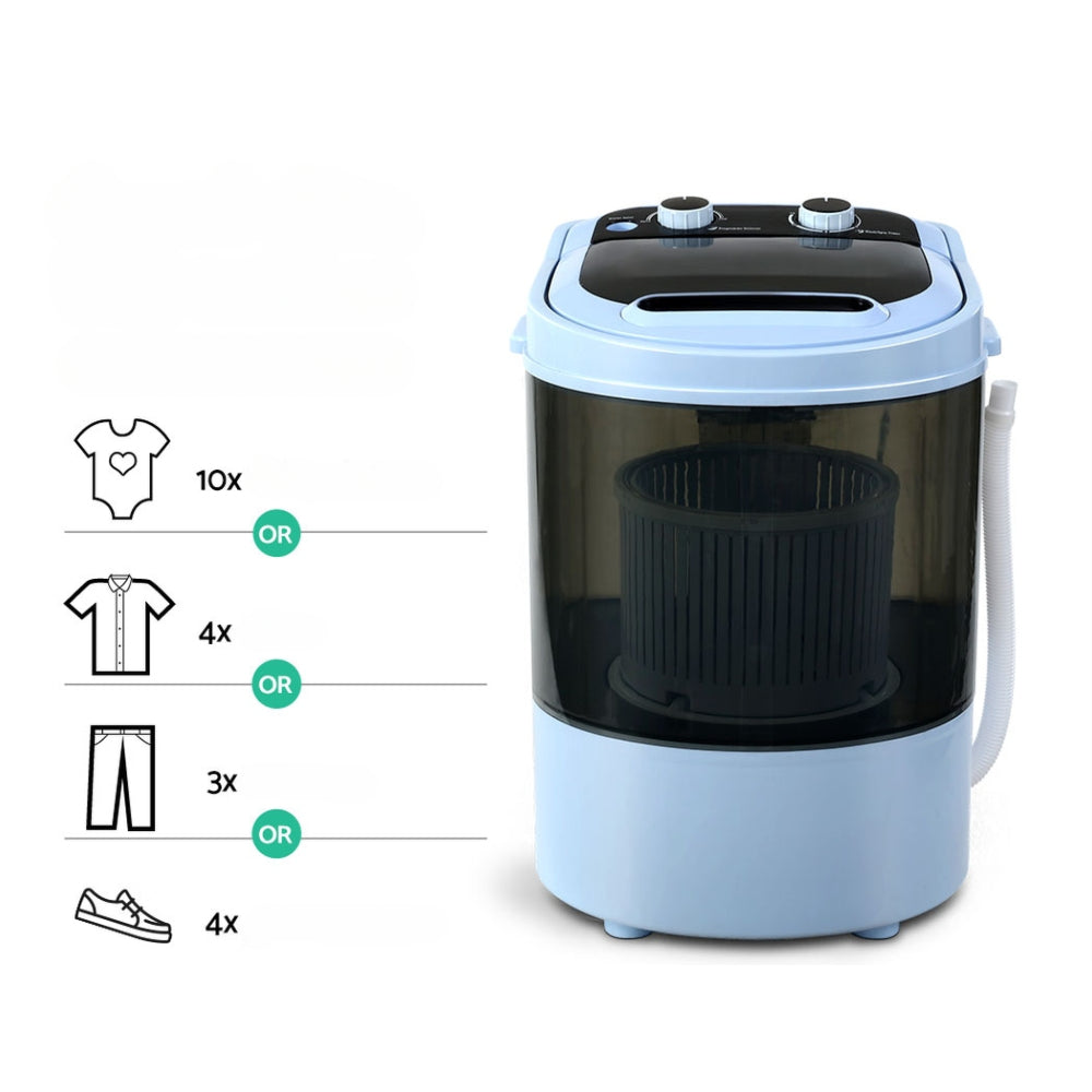 3KG Mini Portable Washing Machine Shoes Wash Top Load Spin Camp Caravan