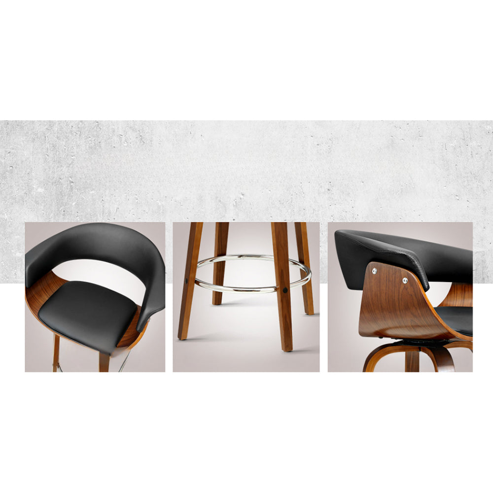 Swivel PU Leather Bar Stool - Wood and Black
