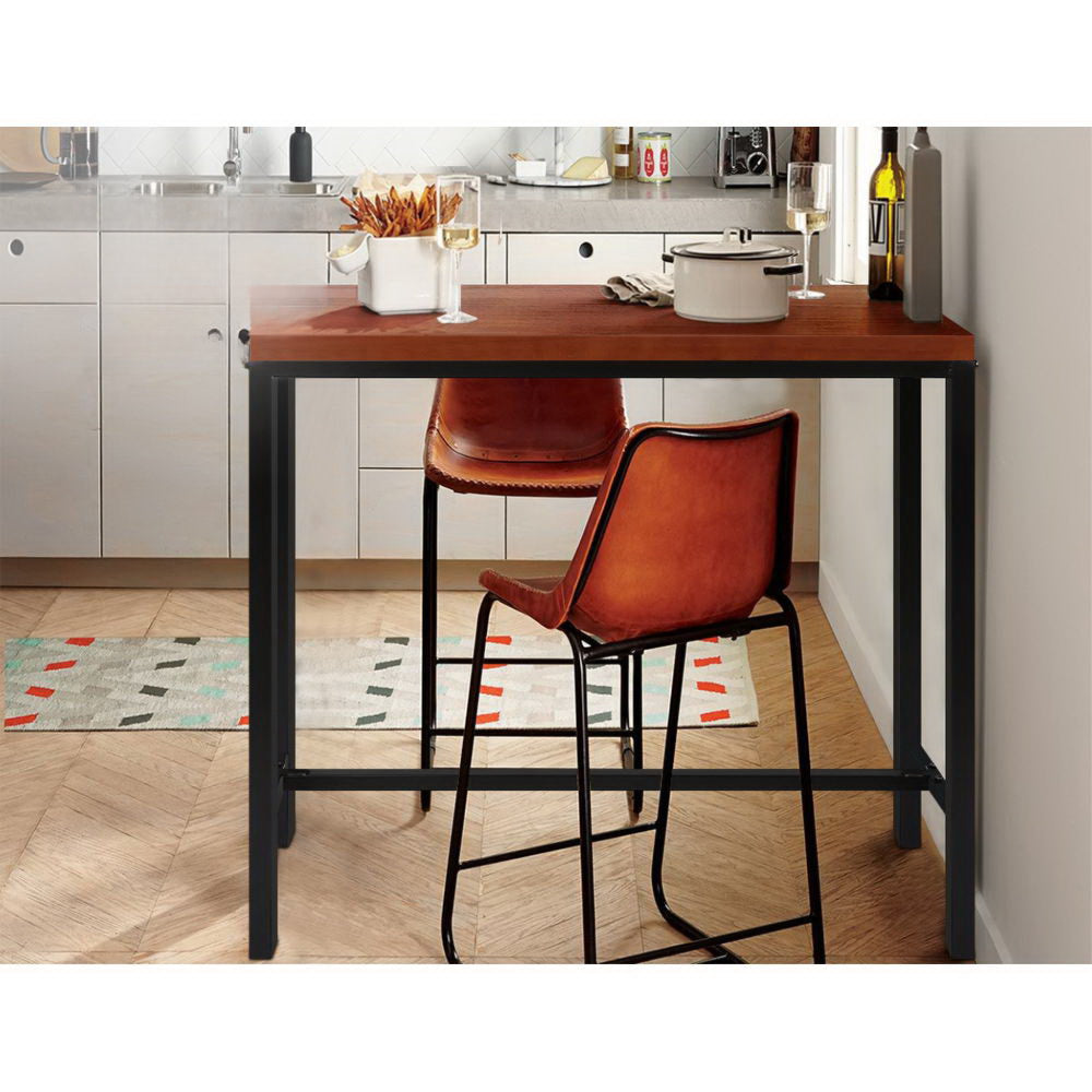 Vintage Bar Table Retro Pine Wood Metal Frame