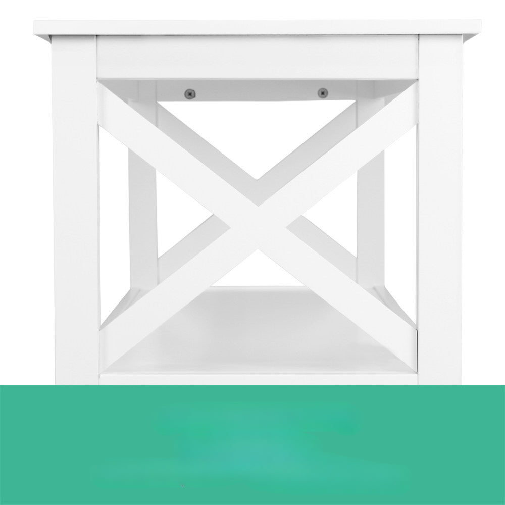 Wooden Storage Console Table - White