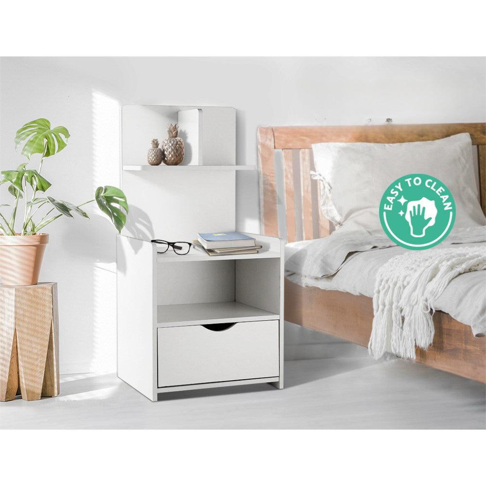 Bedside Table Cabinet Shelf Display Drawer Side Nightstand Unit Storage