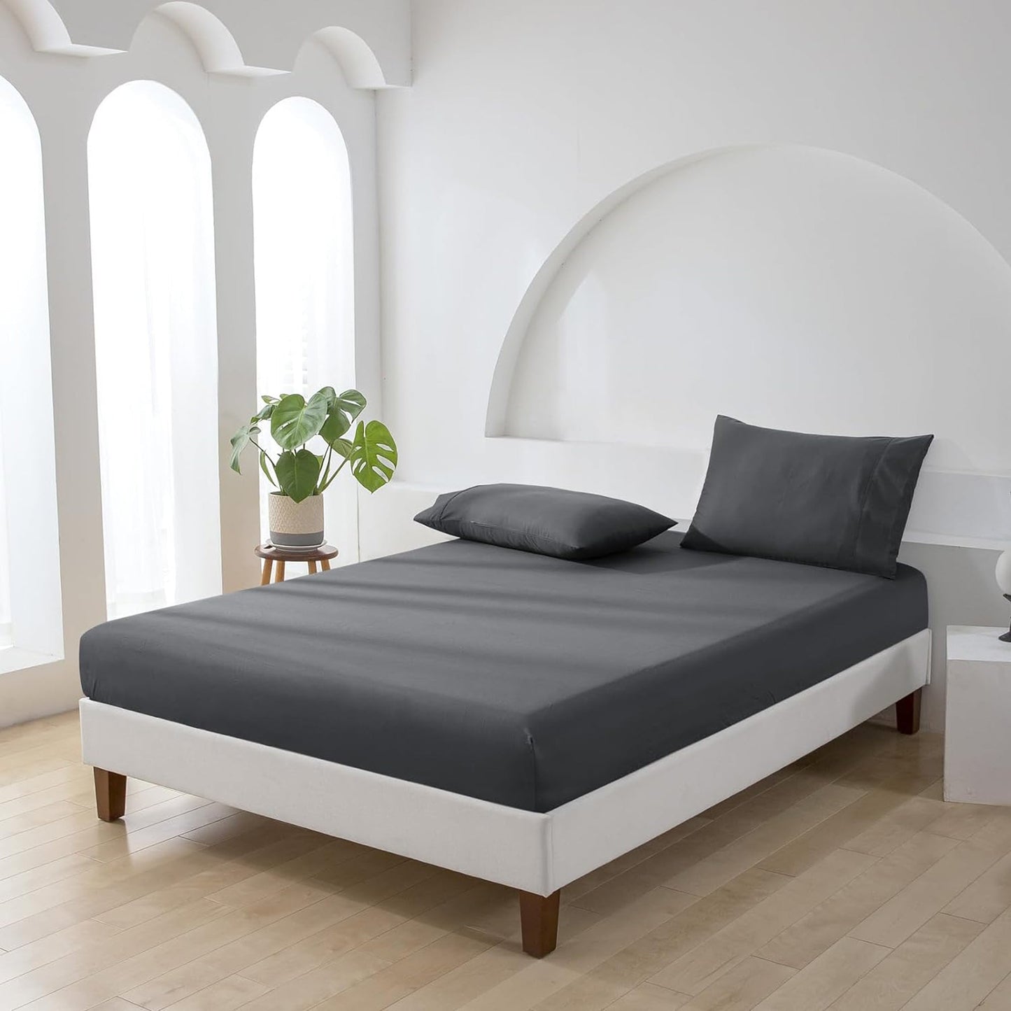 500TC Soft and Luxurious 100% Cool Breathable Cotton Bed Sateen Set - Charcoal