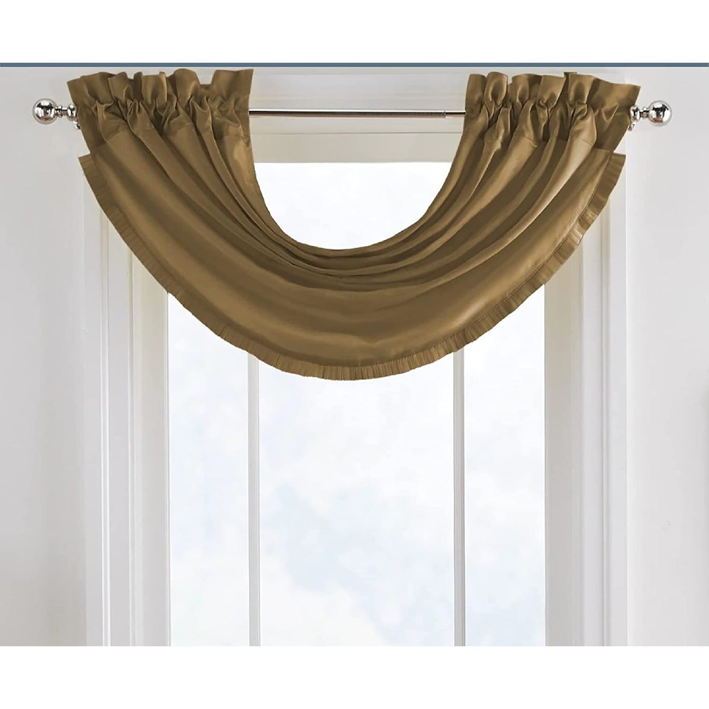 Room Darkening and Energy Efficient Lined Rod Pocket Pleated Window Curtain Drape - Gold