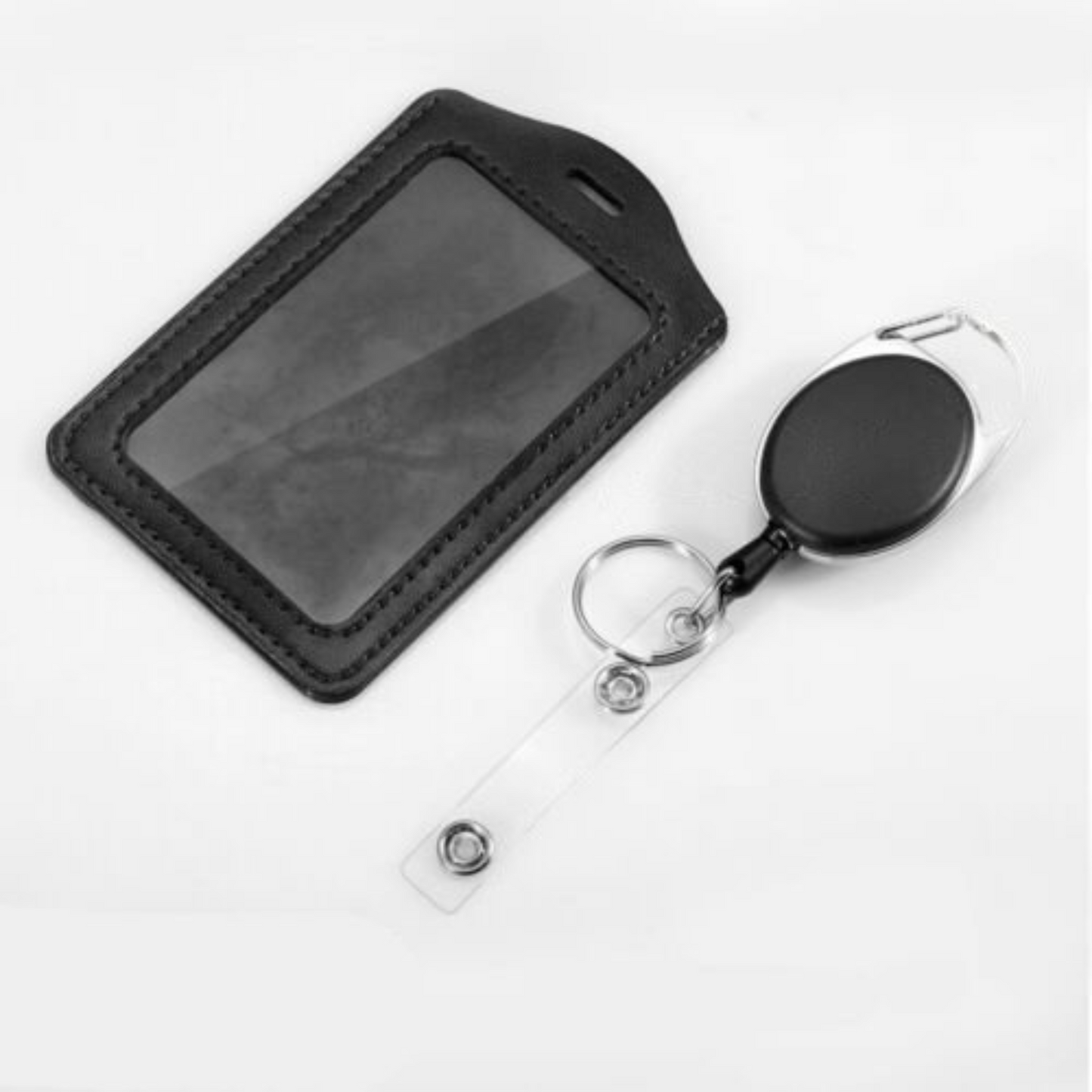 Retractable Lanyard ID Card Holder Business Badges Security Pass with Key Ring
