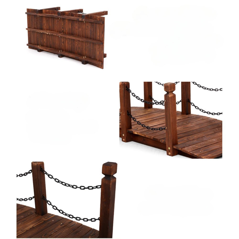 Wooden Garden Rustic Chain Decoration Decor Landscape Bridge