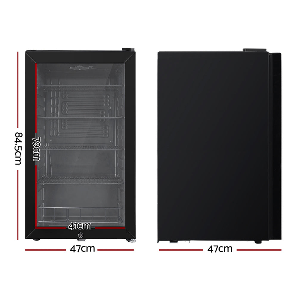 98L Bar Fridge Glass Door Mini Freezer Fridges Countertop Beverage Commercial