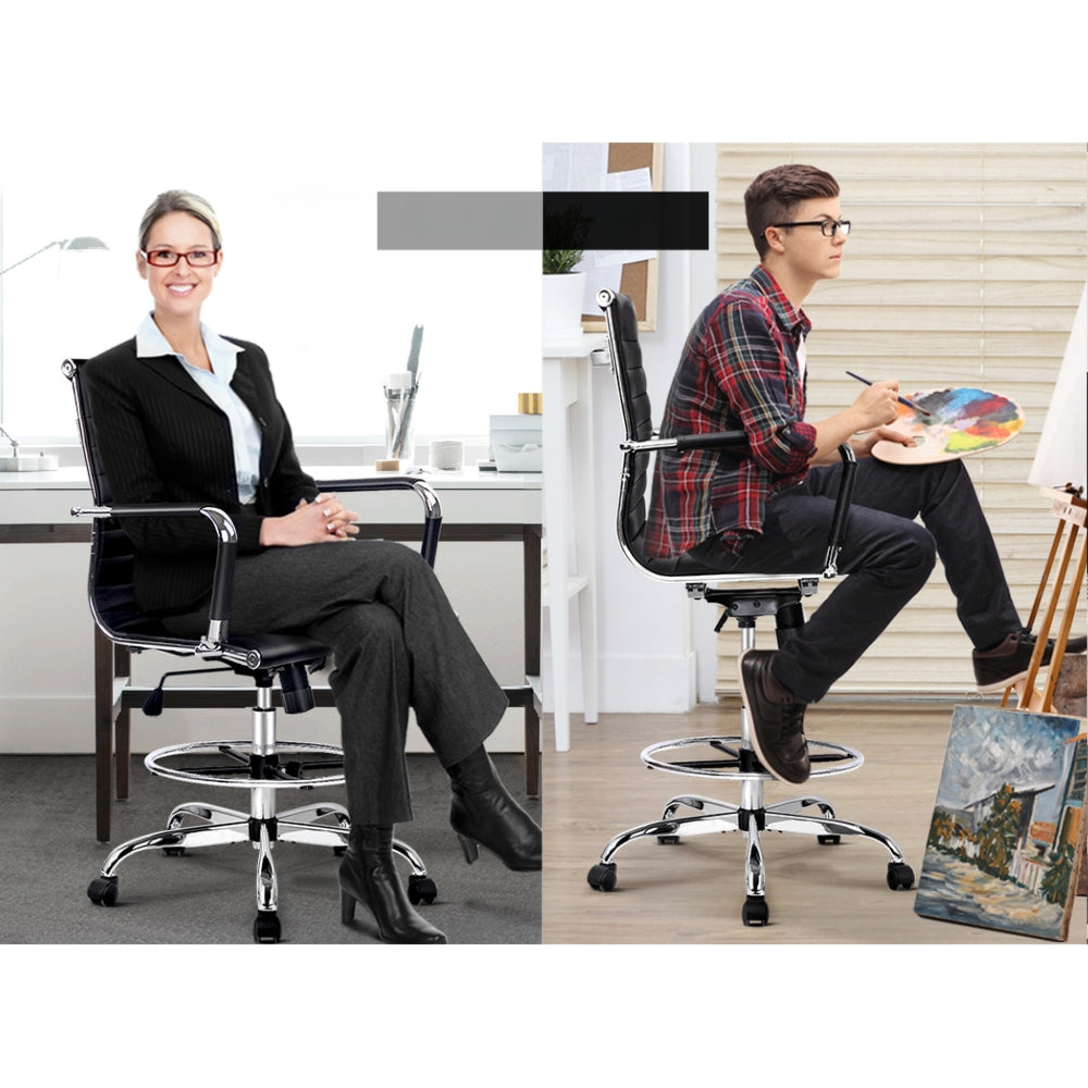 Office Chair Veer Drafting Stool Mesh Chairs Armrest Standing Desk Black