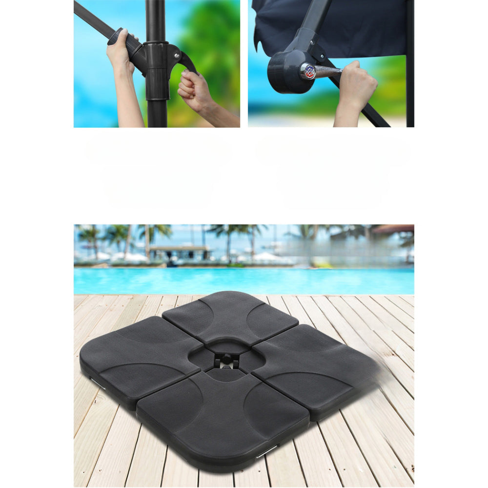 Garden Beach Sun Umbrella with Base UV Cantilever 3M - Navy