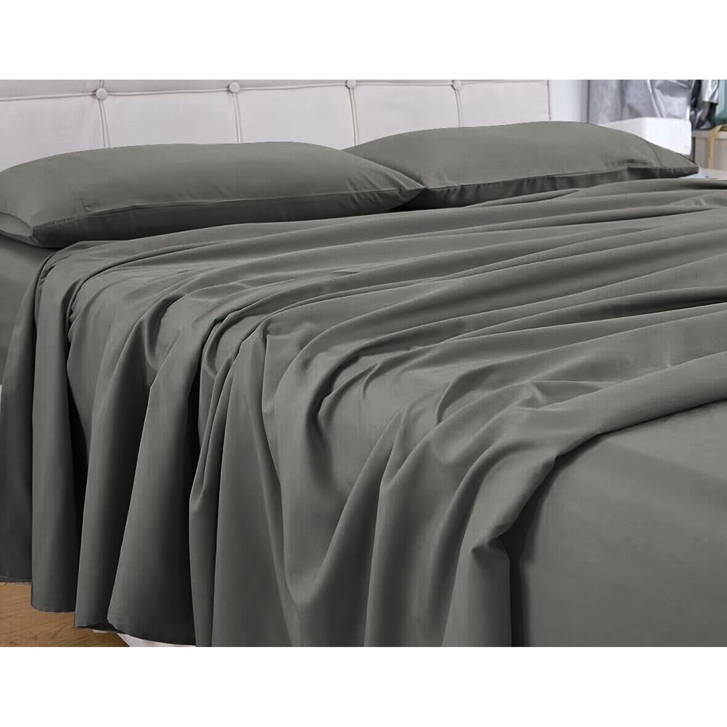 1000TC Luxurious Soft Microfibre Bed Sheet Set - Silver Grey