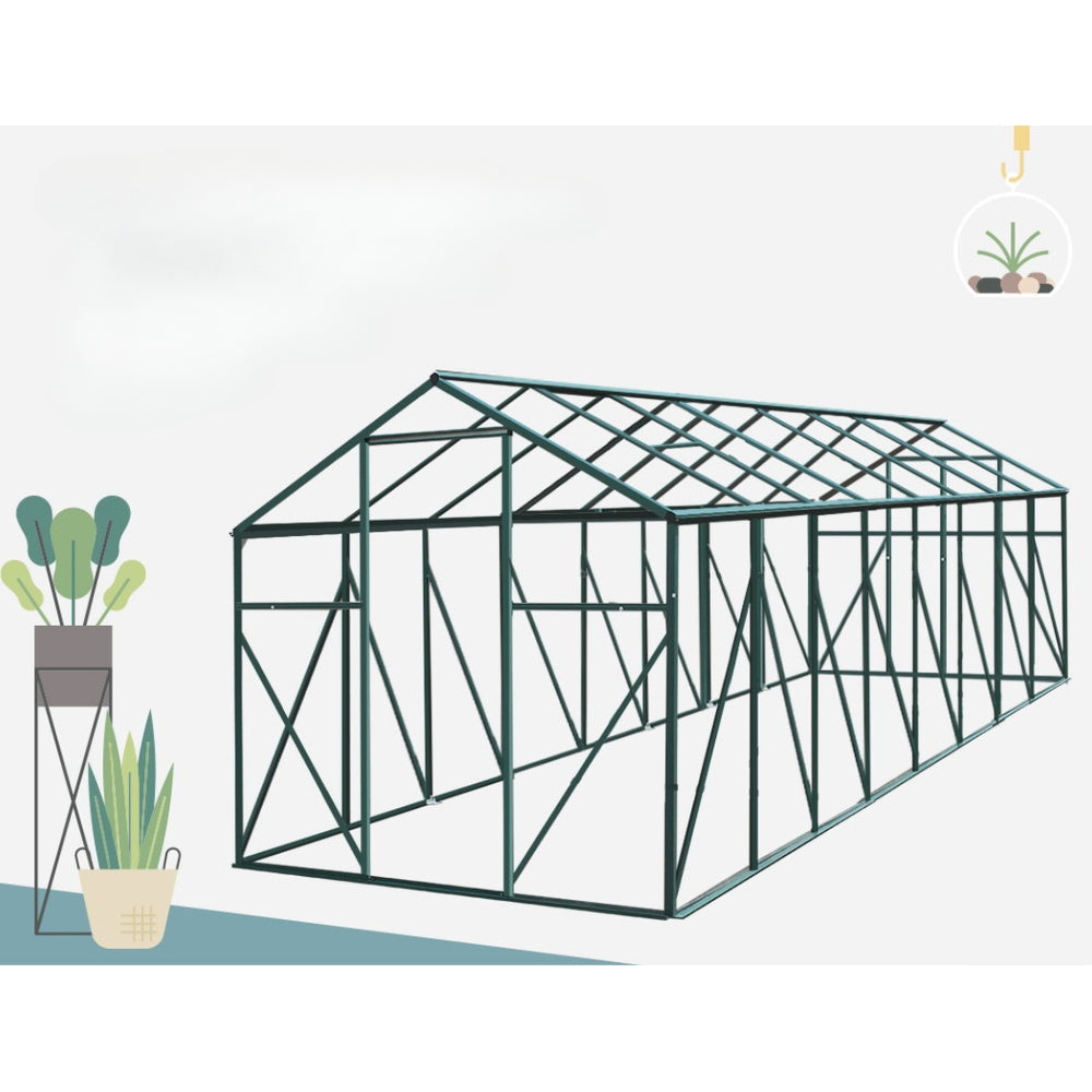 Aluminium Greenhouse Polycarbonate Green House Garden Shed 5.1x2.44M
