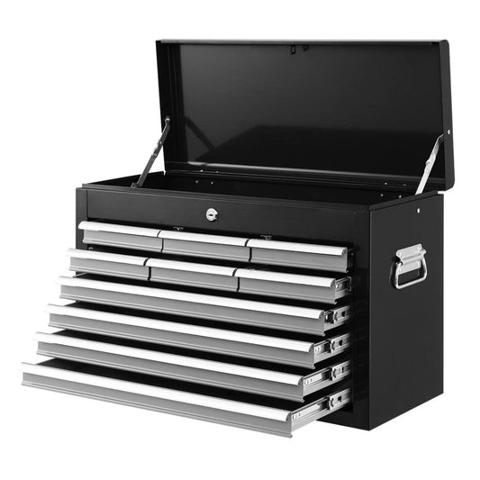 Tool Box Chest Trolley Cabinet Garage Storage Silver - 10 Drawers