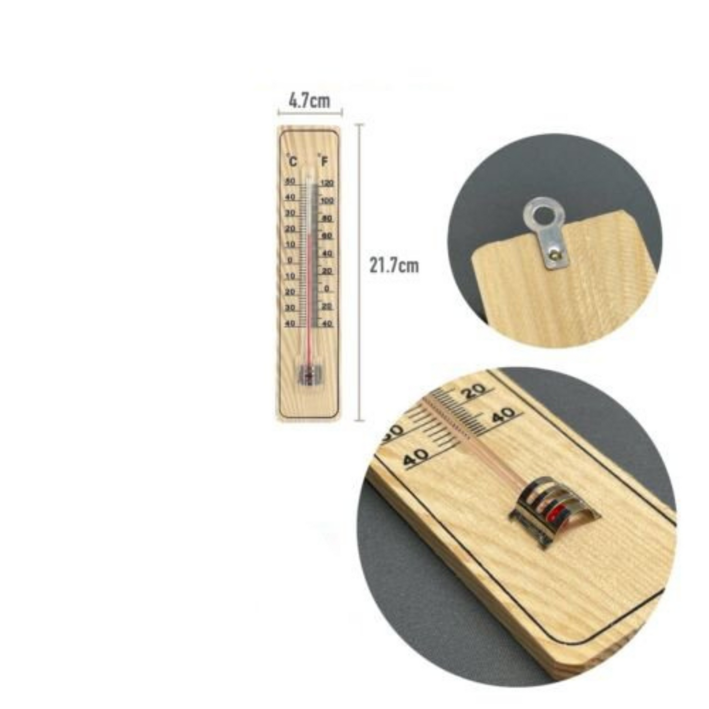 Wooden Wall Thermometer Indoor Outdoor Hanging Glass Scale for Home Garden Garage