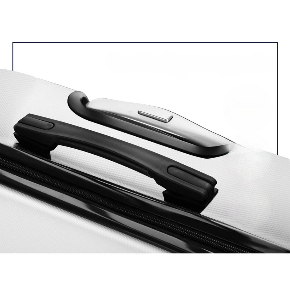 2pc Luggage Trolley Set Suitcase Travel TSA Hard Case White