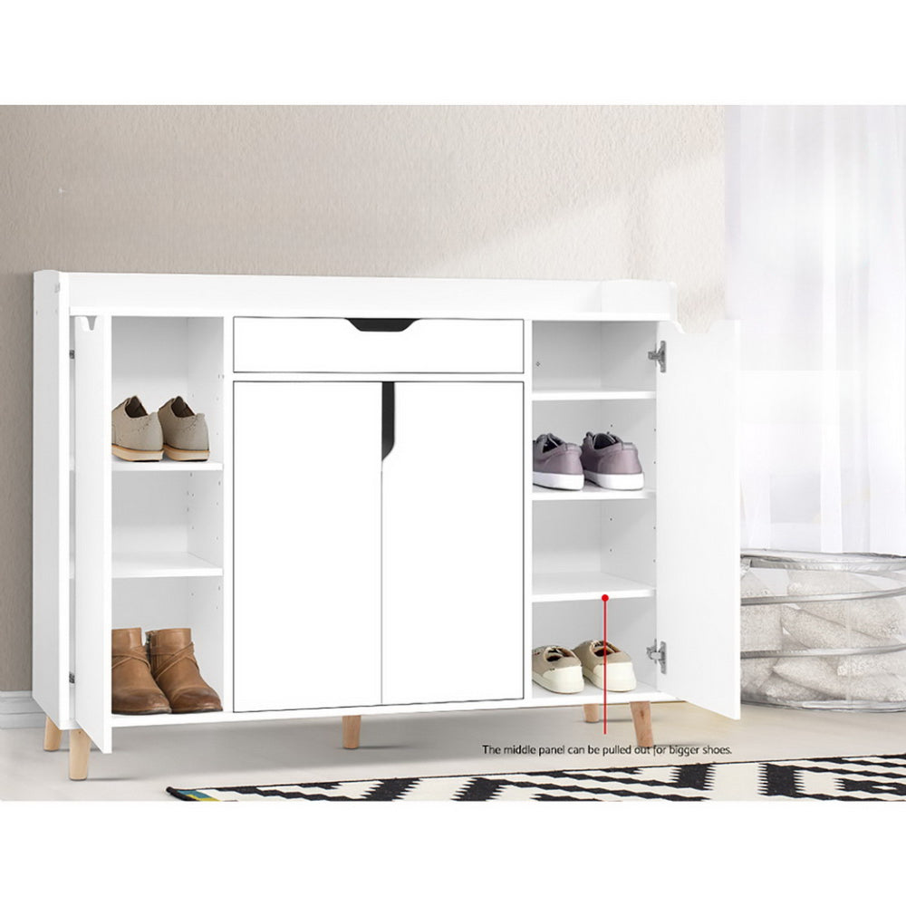 Shoe Cabinet Shoes Storage Rack 120cm Organiser White Drawer Cupboard