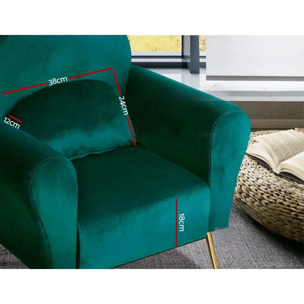 Armchair Lounge Chair Accent Armchairs Chairs Sofa Green Cushion Velvet