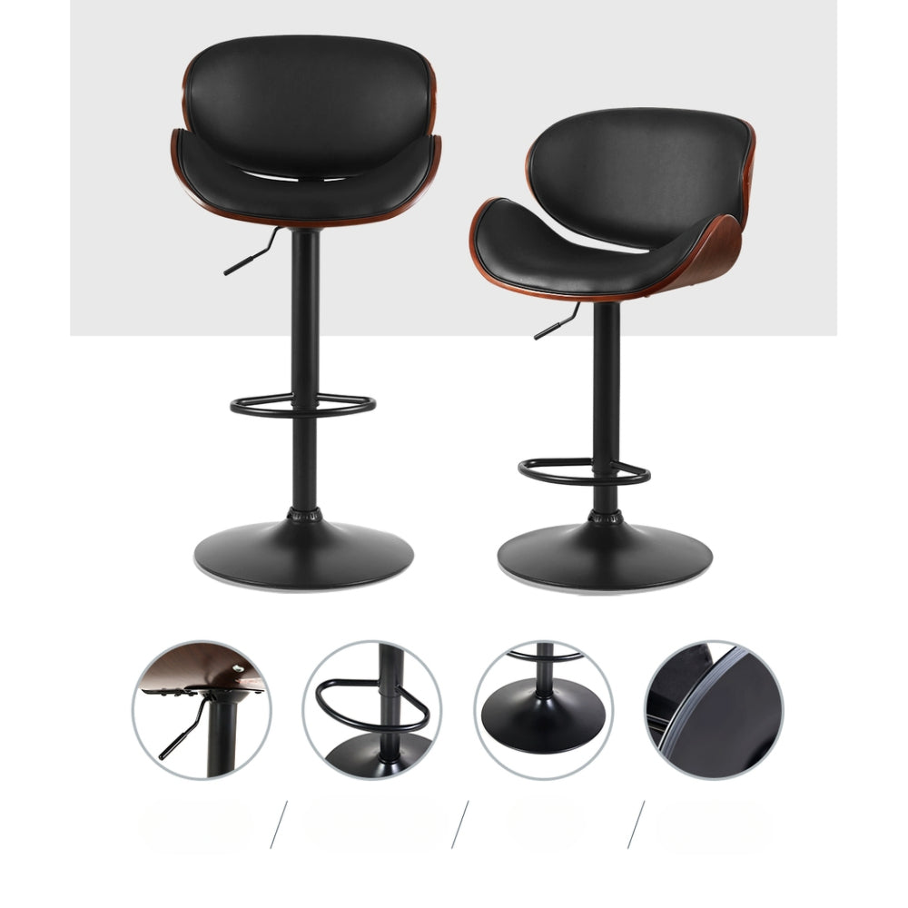 Kitchen Bar Stools Swivel Gas Lift Wooden Stool Metal Black Barstools