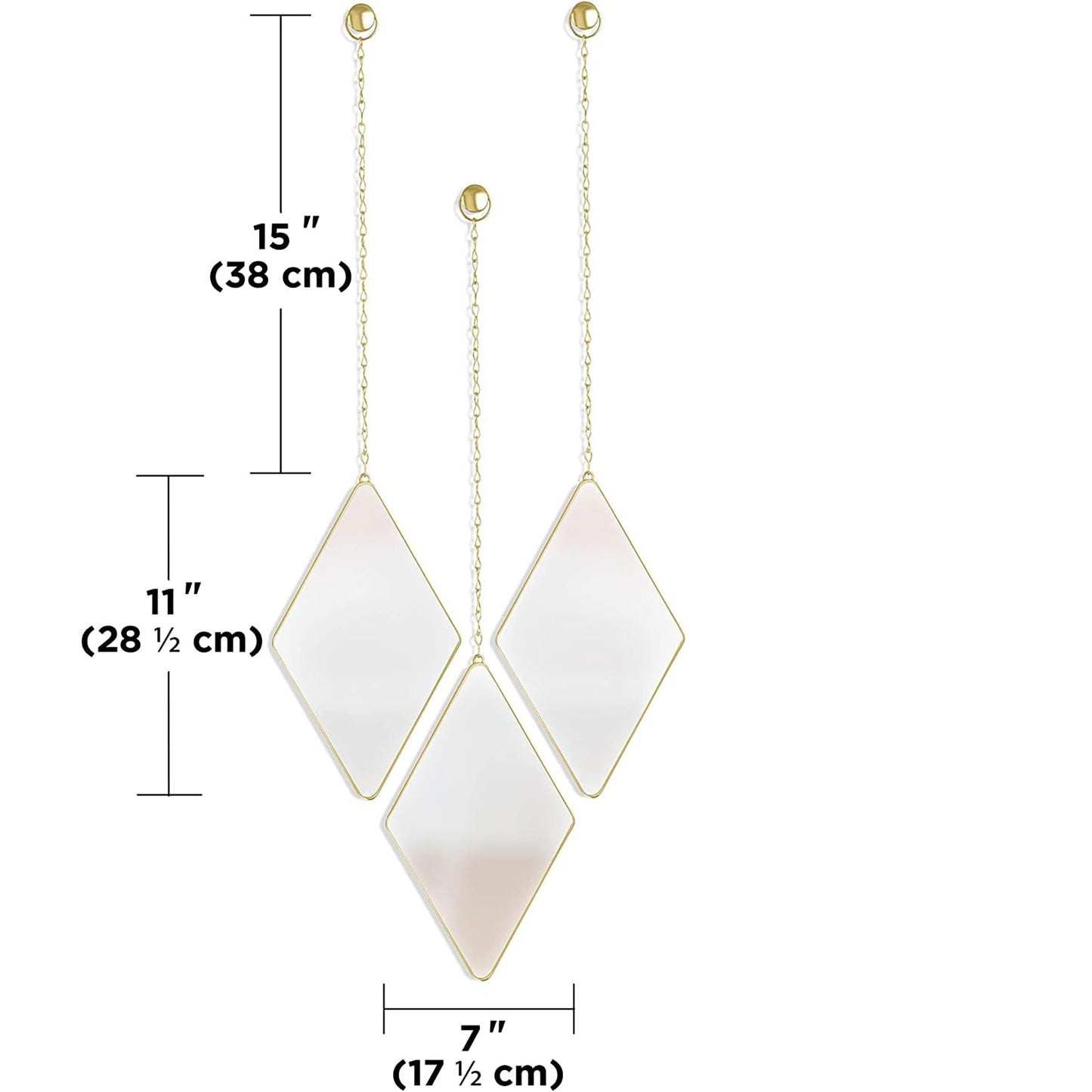 Apartment Decor Trio Wall Art Brass Decorative Wall Mirrors - Set of 3