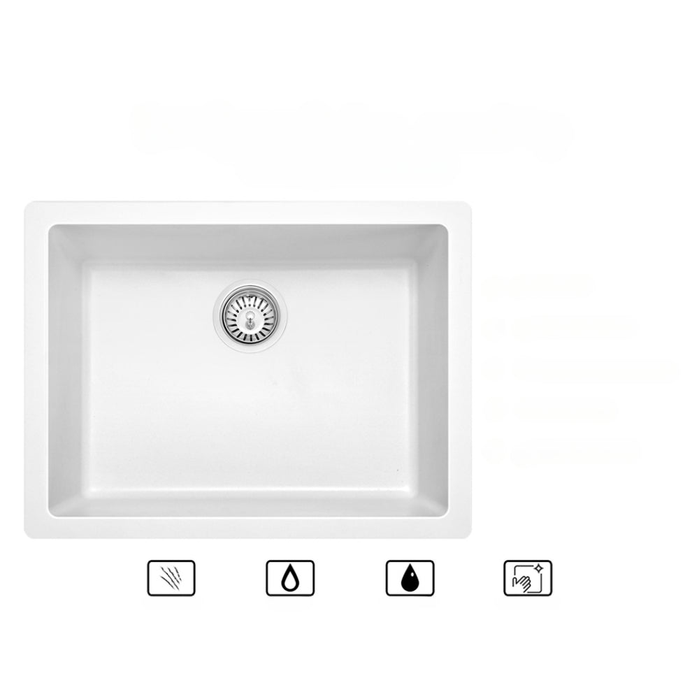 Stone Kitchen Sink 610X470MM Granite Under/Topmount Basin Bowl Laundry White