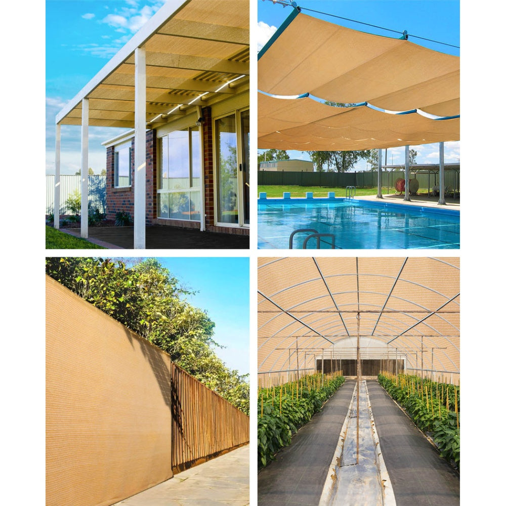 UV Sun Shadecloth Sail Roll Mesh Outdoor Beige - 3.66x30m