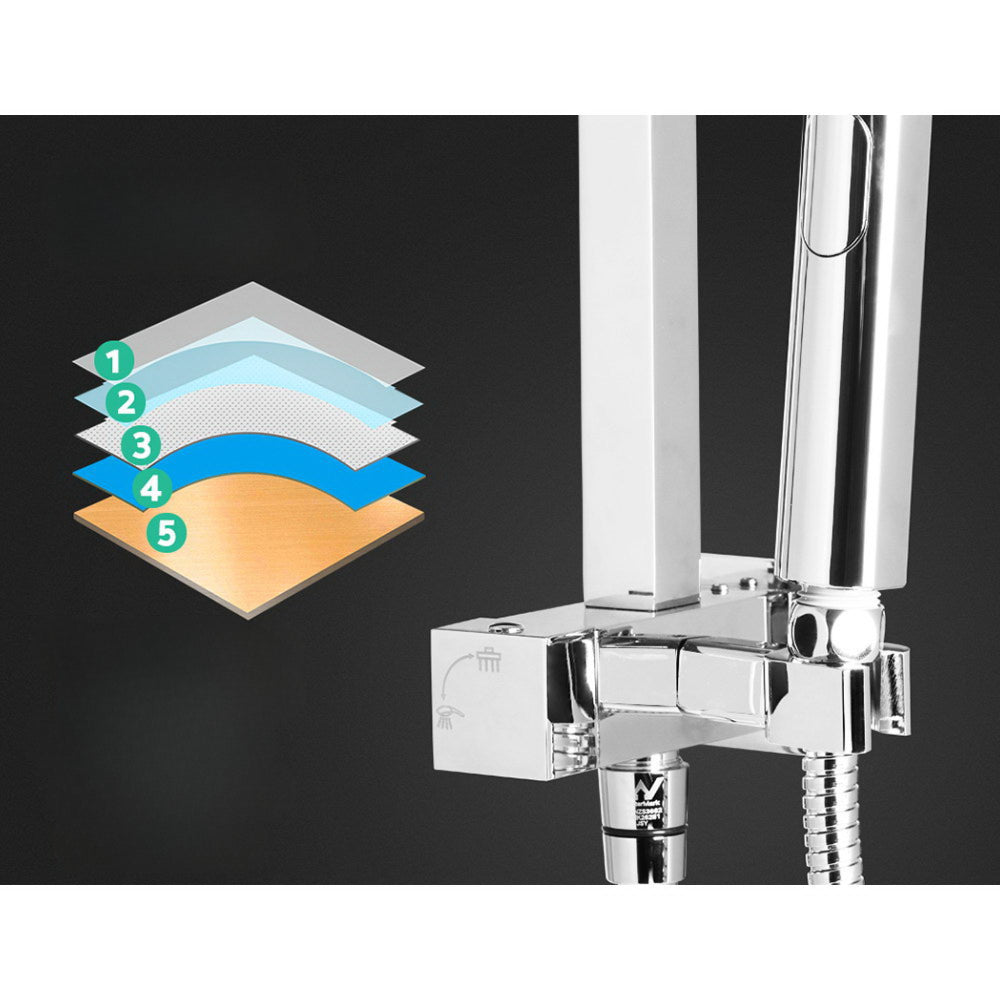 8'' Rain Shower Head Mixer Square Handheld High Pressure Wall Chrome