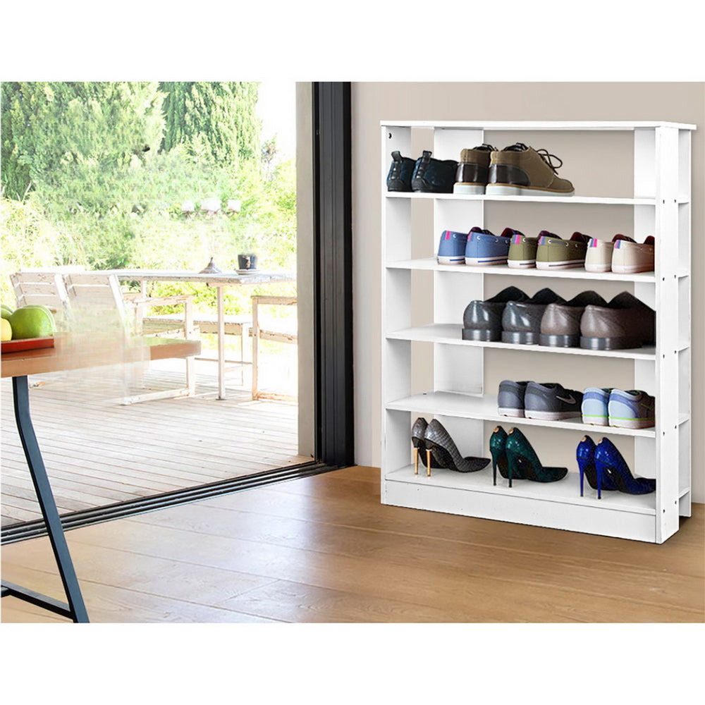 6-Tier Shoe Rack Cabinet - White