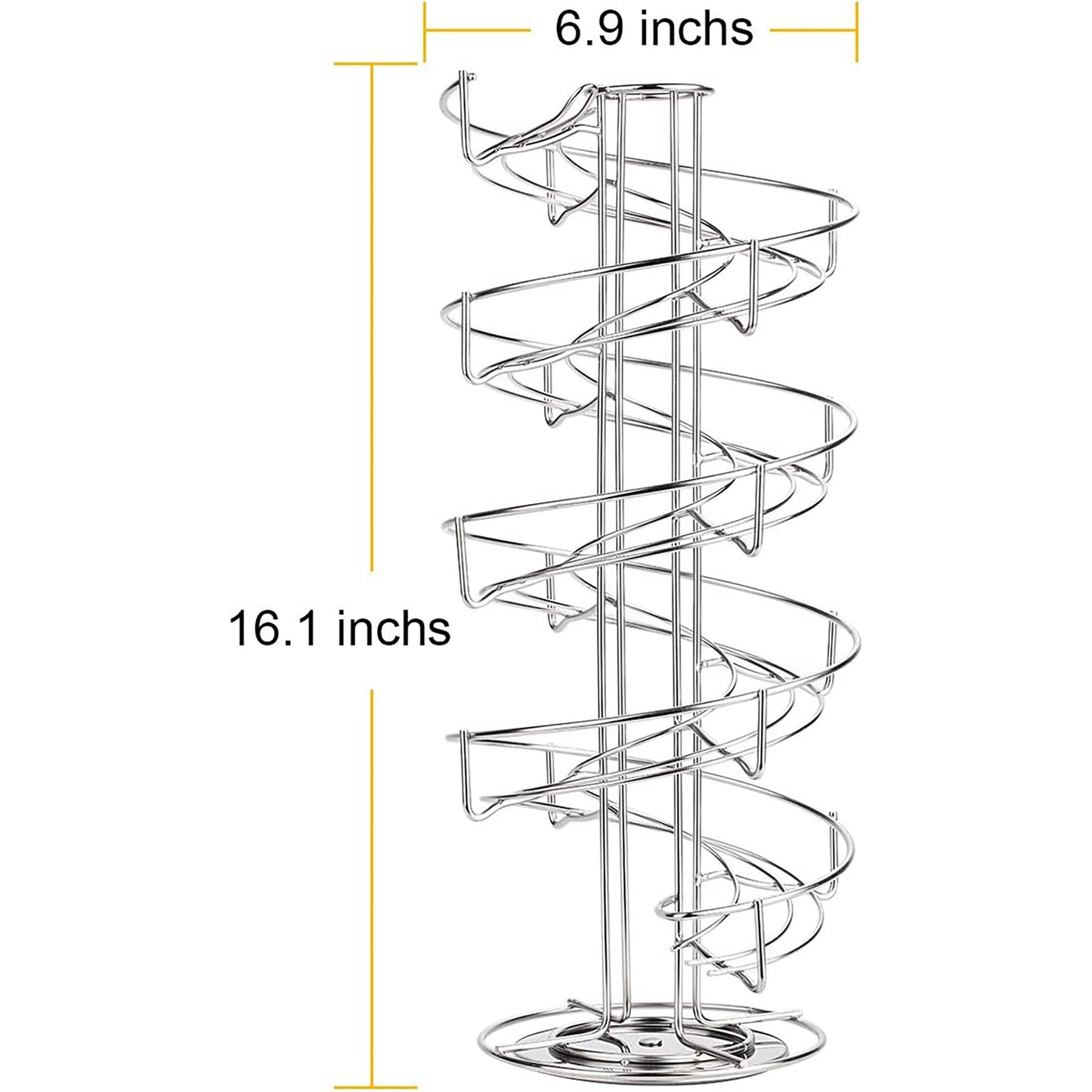 Spiral Design Stainless Steel Metal Egg Skelter Dispenser Storage Display Rack Rack - Silver