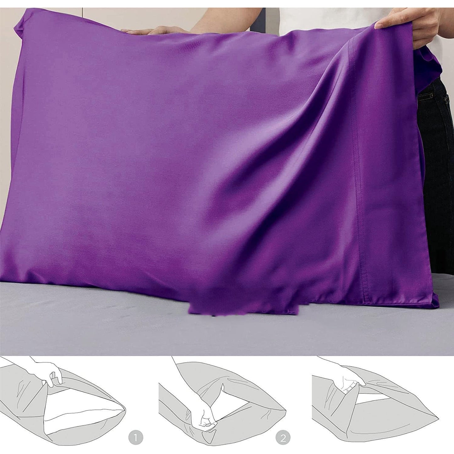 2-Piece 2000 Thread Count Egyptian Quality Microfibre Pillowcase - Purple