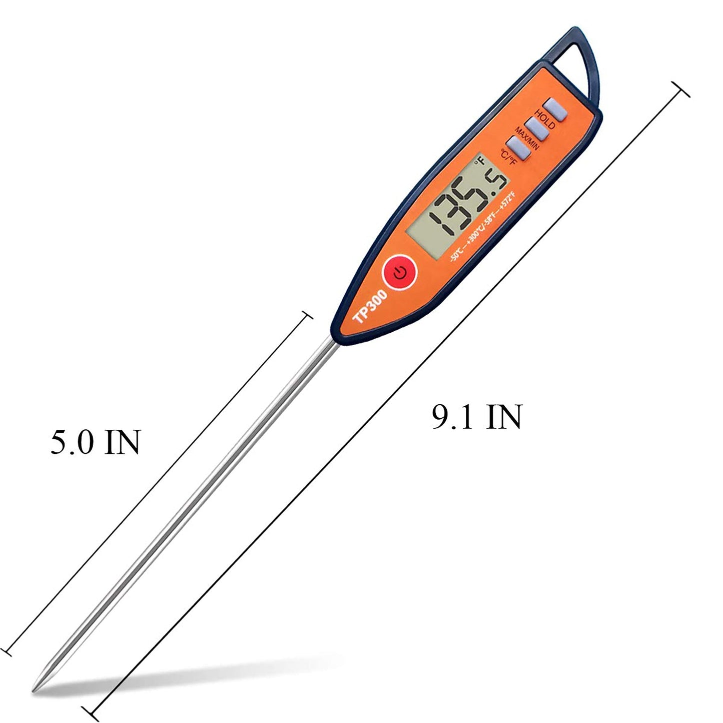 Fast Reading Digital Food Thermometer for Baking Meat Grilling Roasting - Orange