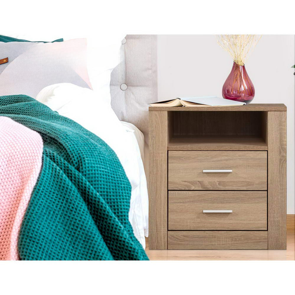 Bedside Tables Drawers Storage Cabinet Shelf Side End Table Oak