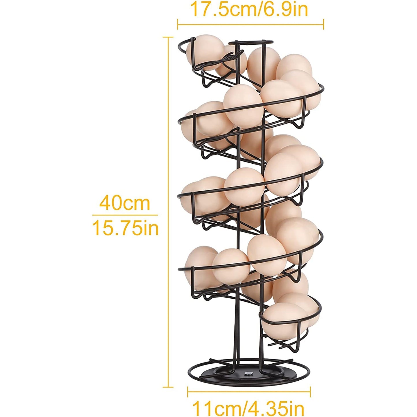 Spiral Design Metal Egg Skelter Dispenser Storage Display Rack Rack - Brown