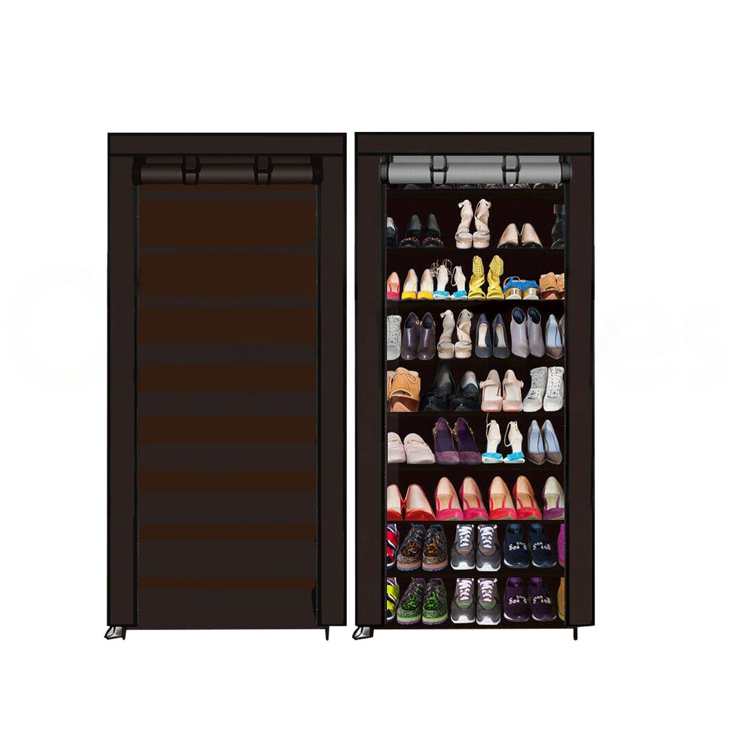 Portable Shoe Rack Cabinet 45 Pairs Storage with Cover