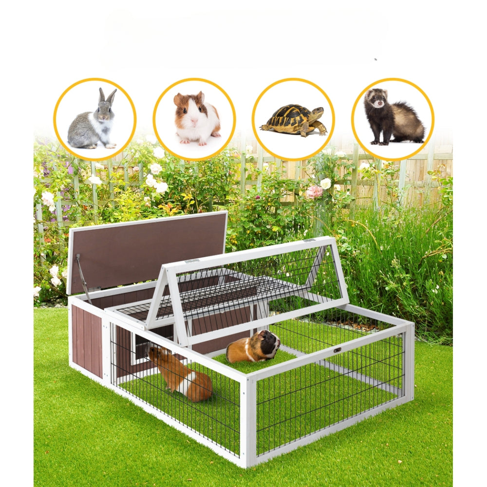 Wooden Rabbit Chicken Coop Wooden Ferret Cage House Outdoor - Large