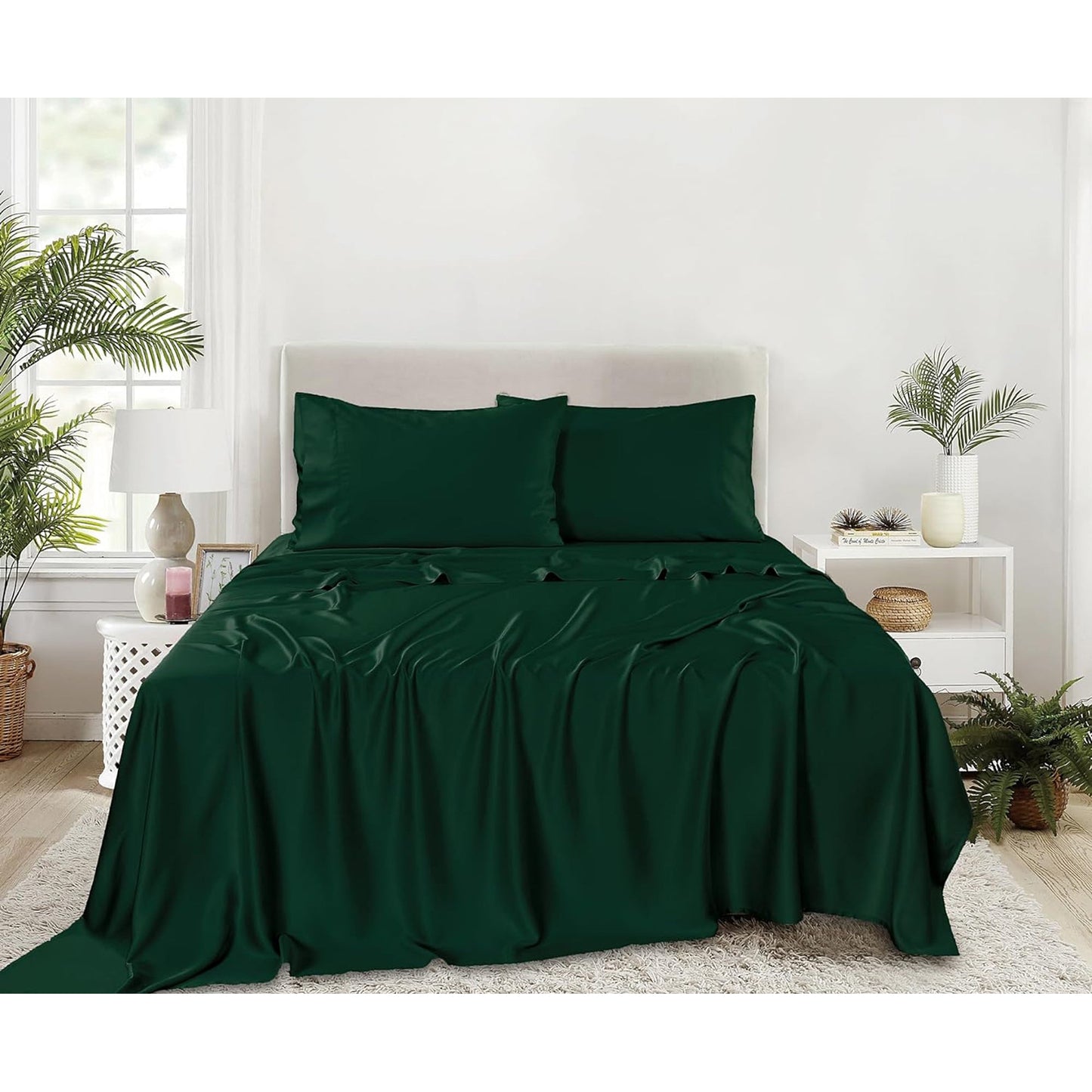 2 Pack Cooling Breathable Pillowcase with Envelope Closure - Forest Green