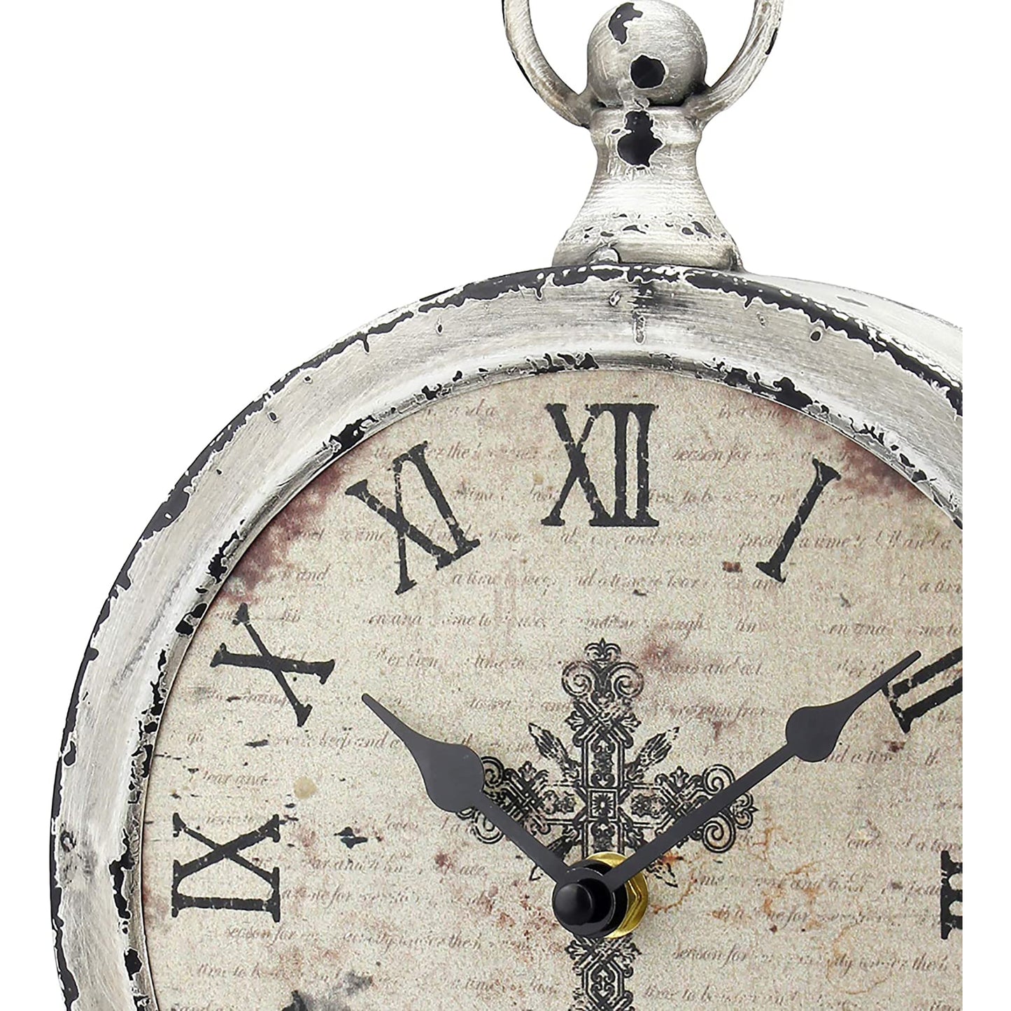 Decorative Battery Operated Table Top Clock with Roman Numerals and Antique Finish 12 Inches
