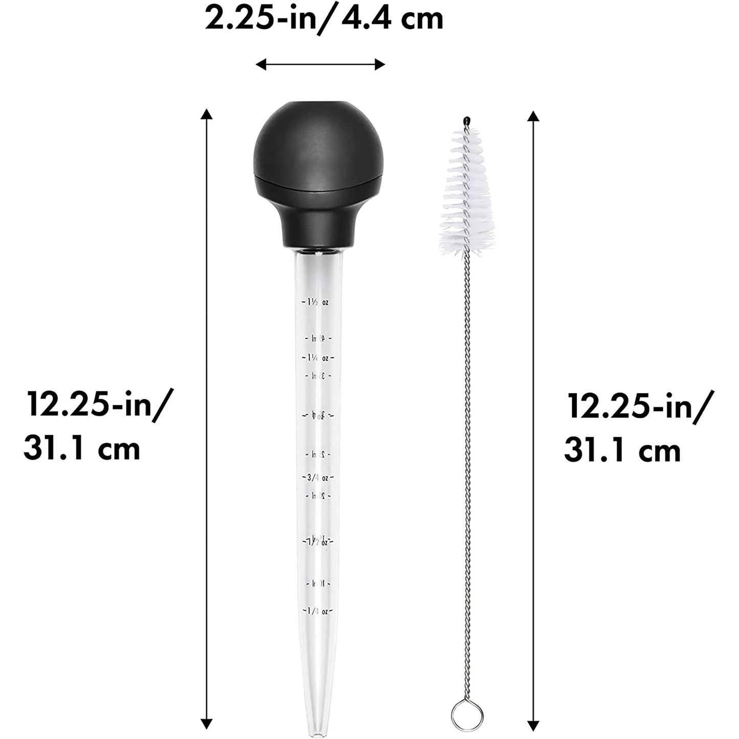 Cooking Aid Baster with Cleaning Brush - Black
