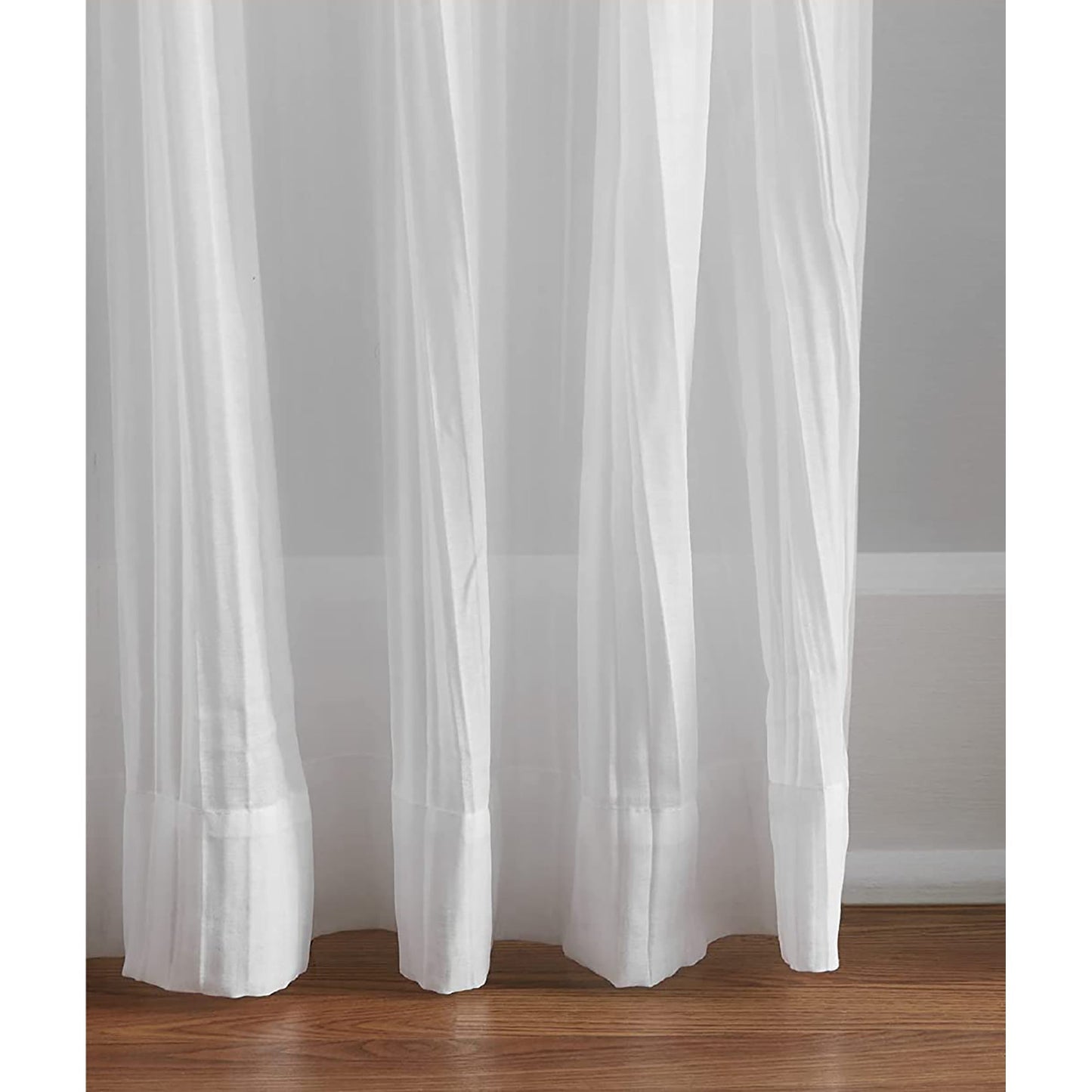 1PC Crushed Semi-Sheer Adjustable Tie Top Single Window Curtain Panel 52x108 Inch - White