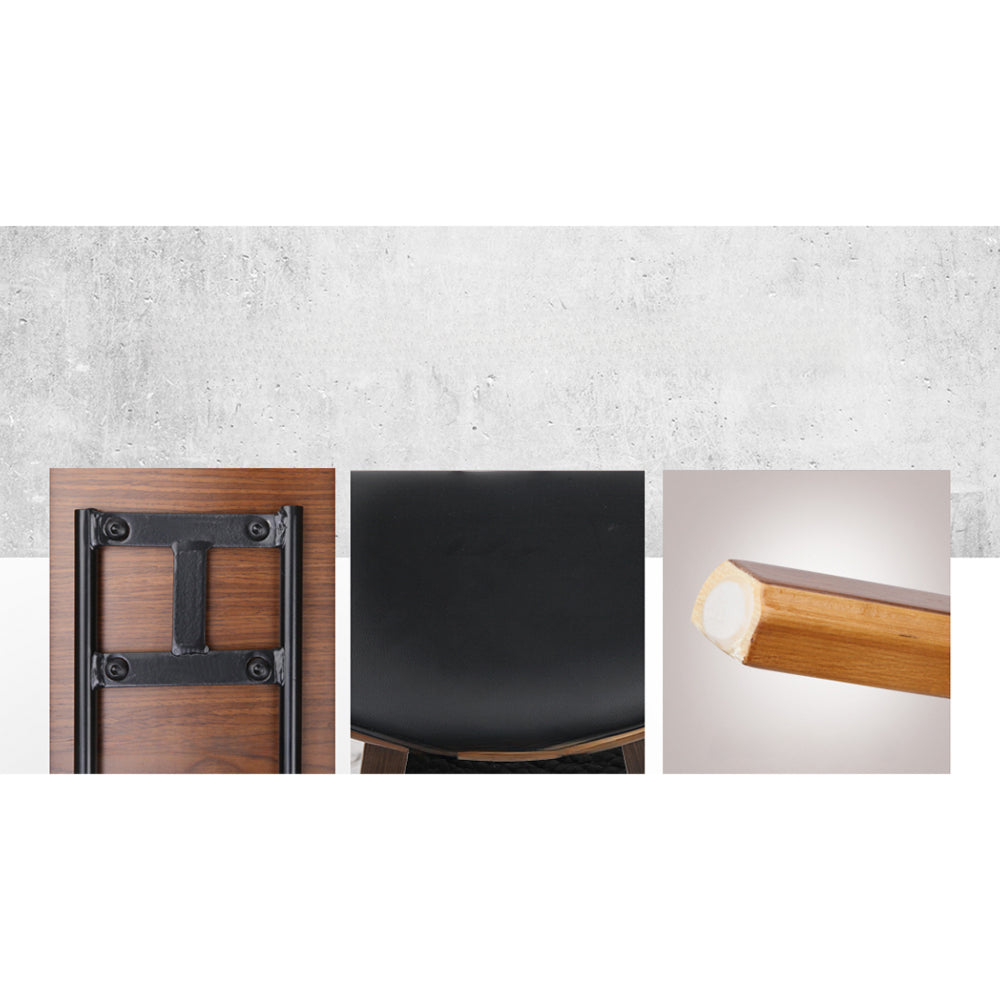Set of 4 PU Leather Circular Footrest Bar Stools - Black