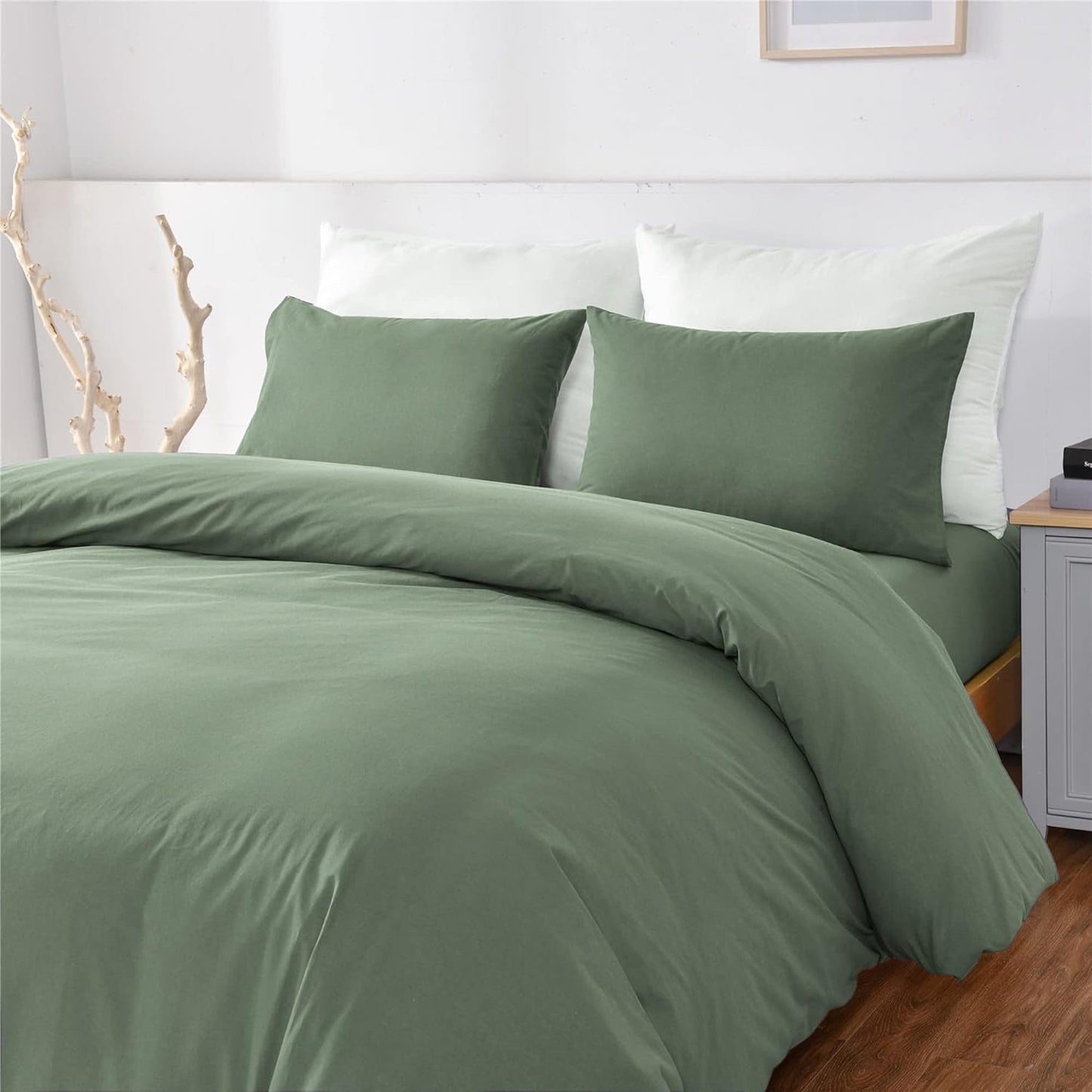 Ultra Soft 100% Washed Cloth Cotton Quilt Cover Set - Green