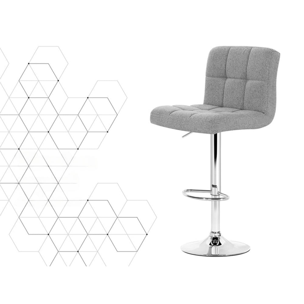 Set of 4 Fabric Swivel Bar Stools - Grey