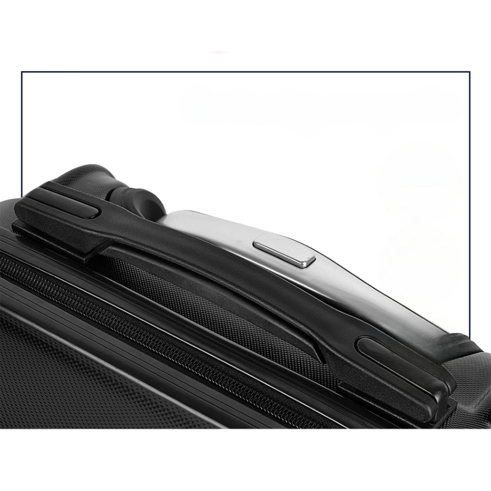 3pc Luggage Trolley Set Suitcase Travel TSA Hard Case Black