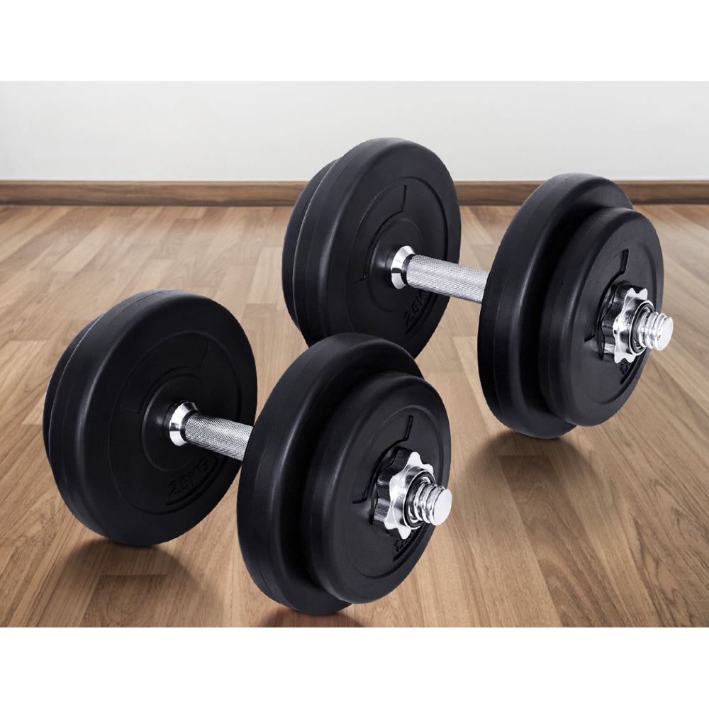 45cm Dumbbell Bar Solid Steel Pair Gym Home Exercise Fitness 150KG Capacity
