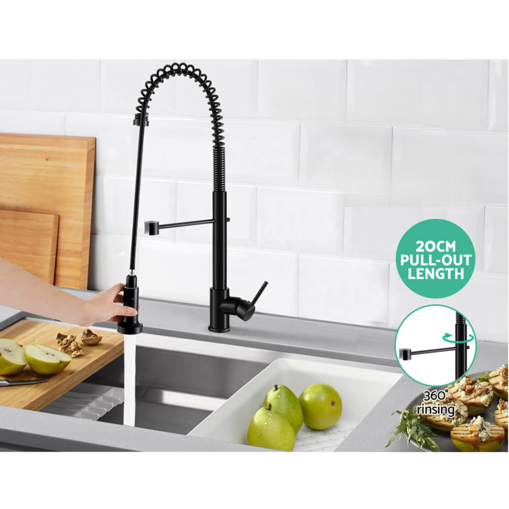Pull Out Kitchen Tap Mixer Basin Taps Faucet Vanity Sink Swivel Brass WEL In Black